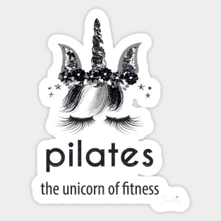 Pilates Unicorn of Fitness in Black White n Silver Sticker